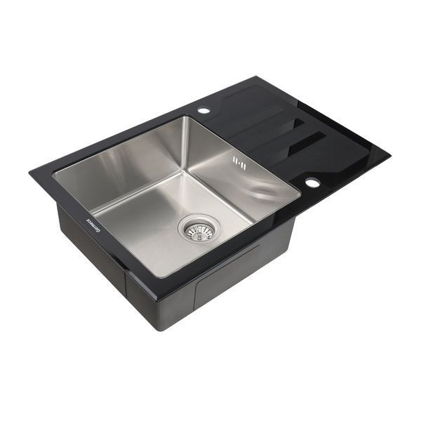 Кухонна мийка Germece Handmade Black Glass 780х510х200 2747 фото