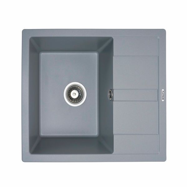 Гранитная мойка для кухни Platinum ARIA 5851 матовая Серый металлик 48943 фото