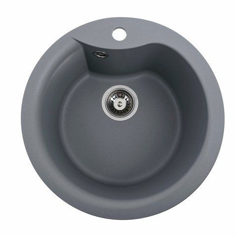 Гранитная мойка для кухни Platinum 480 TURAS матовая Серый металлик 3314 фото