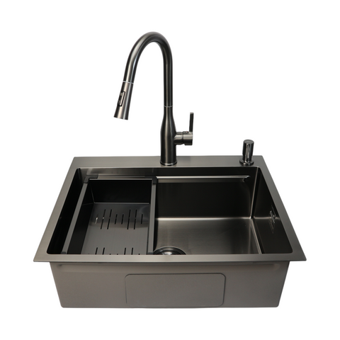 Комплект кухонної мийки 63х50HM PVD Pllen&oacute; Lazio ST08 Grafite SL43881 фото