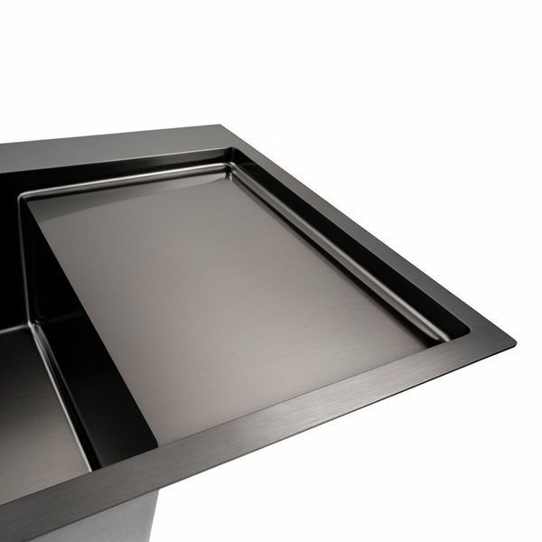 Кухонна мийка СМ 78*50 L PVD чорна Platinum Handmade (круглий сифон 3.0/0.8) 44565 фото