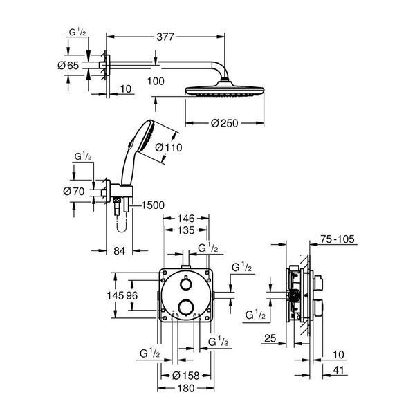 Душова система термостатична Grohe QuickFix Precision з Vitalio Start 250 348832430 CV033716 фото