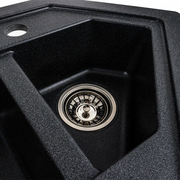 Гранітна мийка для кухні Platinum 9950 PANDORA матовий Карбон 39977 фото