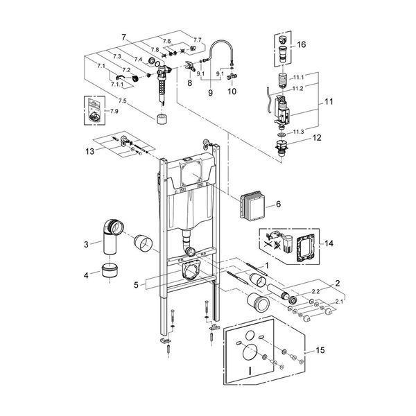 Комплект 4 в 1: Инсталляция Grohe Solido 2 в 1 38971000 + Панель смыва для унитаза Grohe Even Black 38966KV0 + Унитаз подвесной безобедочный Kroner Eifel WHI483429 TORNADO с сиденьем Slim Duroplast / Soft KE483429WHIT(38971966KV0KE48T) CV036753 фото