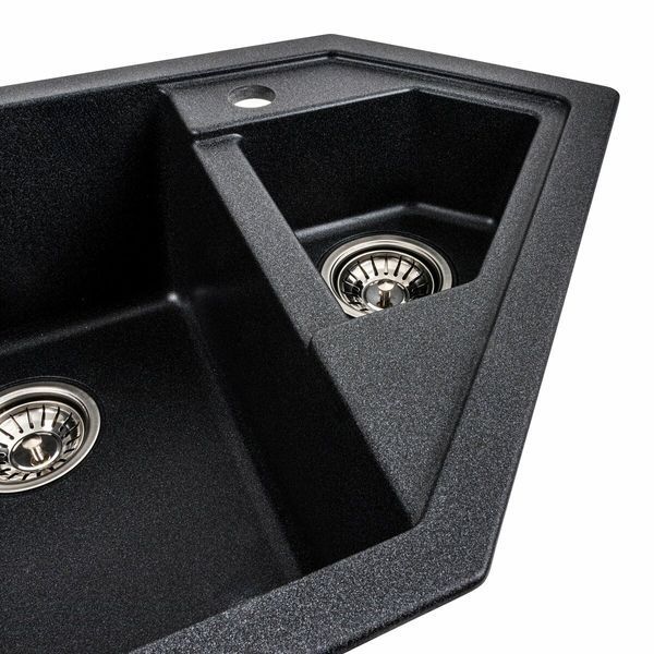 Гранітна мийка для кухні Platinum 9950 PANDORA матовий Карбон 39977 фото