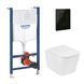 Комплект 4 в 1: Инсталляция Grohe Solido 2 в 1 38971000 + Панель смыва для унитаза Grohe Even Black 38966KV0 + Унитаз подвесной безобедочный Kroner Eifel WHI483429 TORNADO с сиденьем Slim Duroplast / Soft KE483429WHIT(38971966KV0KE48T) CV036753 фото 1