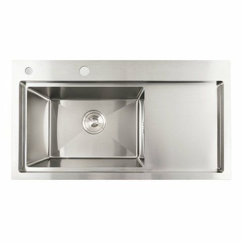 Кухонная мойка нержавейка 78*43 L Platinum Handmade (два отверстия, круглый сифон 3,0/0,8) 42232 фото