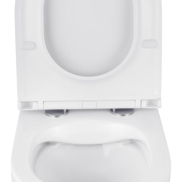 Комплект 4 в 1: Инсталляция Grohe Solido 2 в 1 38971000 + Панель смыва для унитаза Grohe Even Black 38966KV0 + Унитаз безобедочный Kroner Harz WHI483632 TORNADO с сиденьем Slim Duroplast / Soft-close2 (38971966KV0KH48T) CV036754 фото
