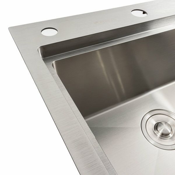 Кухонна мийка нержавійка 78*43 L Platinum Handmade (два отвори, круглий сифон 3,0/0,8) 42232 фото