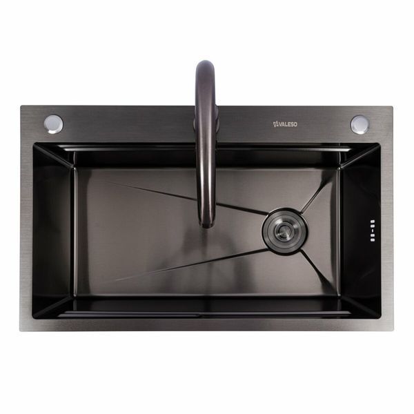 CM 75*46B Кухонна мийка PVD чорна (Work station) Platinum Handmade 50068 фото