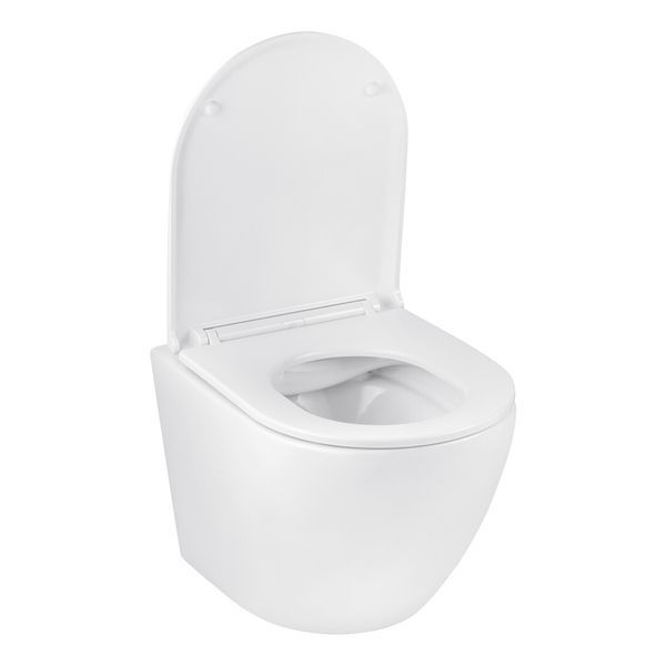 Комплект 4 в 1: Инсталляция Grohe Solido 2 в 1 38971000 + Панель смыва для унитаза Grohe Even Black 38966KV0 + Унитаз безобедочный Kroner Harz WHI483632 TORNADO с сиденьем Slim Duroplast / Soft-close2 (38971966KV0KH48T) CV036754 фото