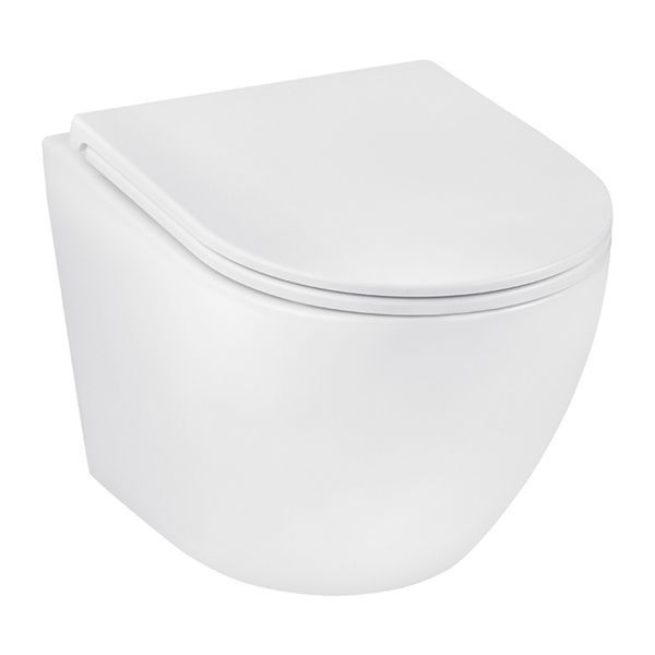 Комплект 4 в 1: Инсталляция Grohe Solido 2 в 1 38971000 + Панель смыва для унитаза Grohe Even Black 38966KV0 + Унитаз безобедочный Kroner Harz WHI483632 TORNADO с сиденьем Slim Duroplast / Soft-close2 (38971966KV0KH48T) CV036754 фото