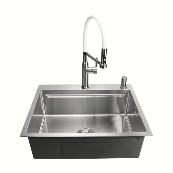 Комплект кухонной мойки Kroner KRP Geb&uuml;rstet 63х50HM ST16 WHI SL43417 фото