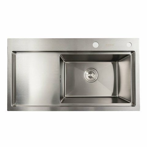 Кухонная мойка нержавейка 78*43 R Platinum Handmade (два отверстия, круглый сифон 3,0/0,8) 42233 фото
