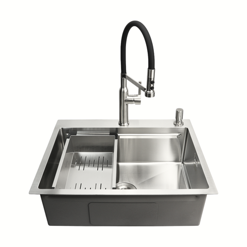 Комплект кухонної мийки Kroner KRP Geb&uuml;rstet 63х50HM ST04 BLK SL43711 фото