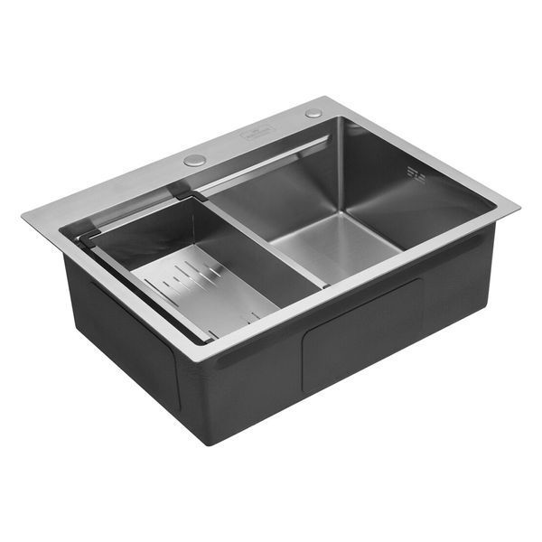 Комплект кухонної мийки Kroner KRP Geb&uuml;rstet 63х50HM ST04 BLK SL43711 фото
