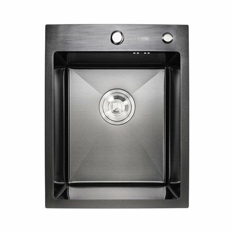 Кухонная мойка 40*50 Platinum Handmade PVD черная (сифон круглый 3,0/0,8) 44873 фото