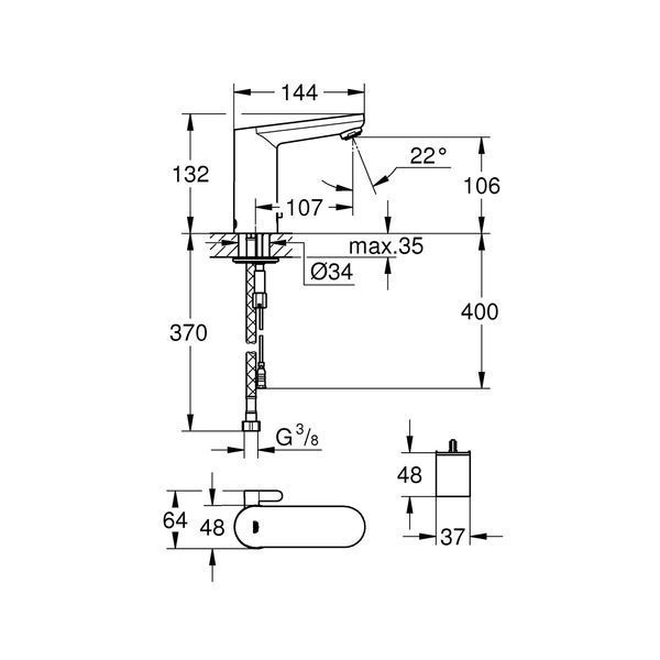 Змішувач безконтактний для раковини Grohe Get E 36366001 CV030528 фото