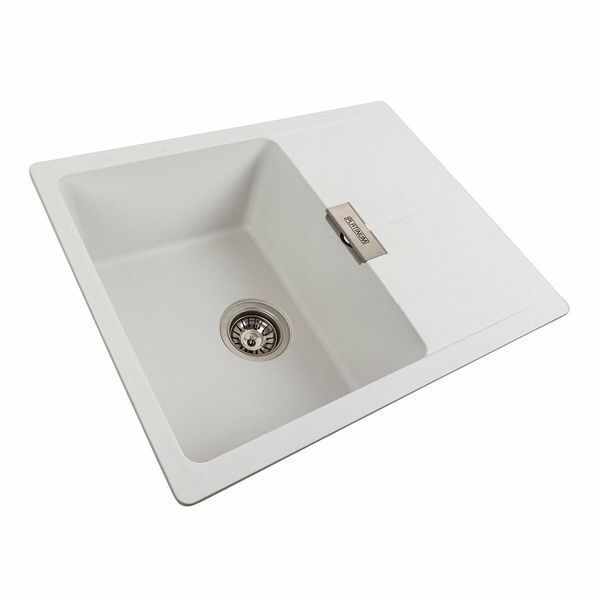 Гранитная мойка для кухни Platinum 6250 ZIRKONE матовая Белая 41585 фото
