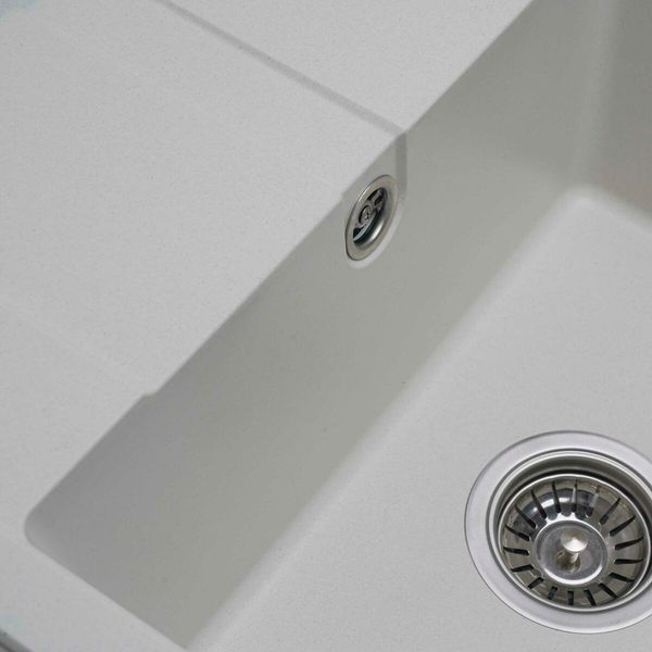 Гранітна мийка для кухні Platinum ARIA 5851 матова Білосніжна 48663 фото
