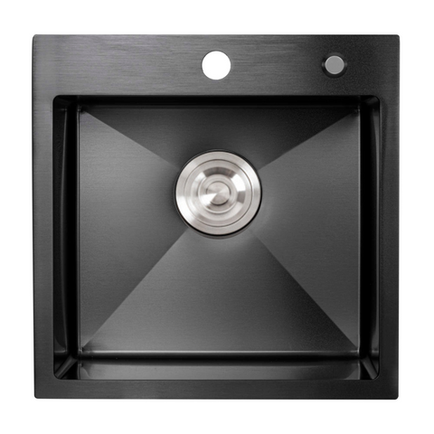 Кухонная мойка 45*45 Platinum Handmade PVD черная (сифон круглый 3,0/0,8) 44883 фото