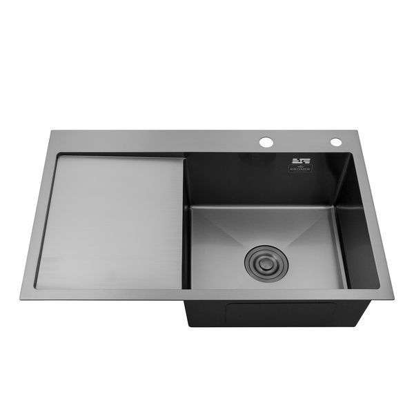 Кухонна мийка Kroner KRP Schwarze - 7849RHM PVD (3.0/1.0 мм) CV025279 фото