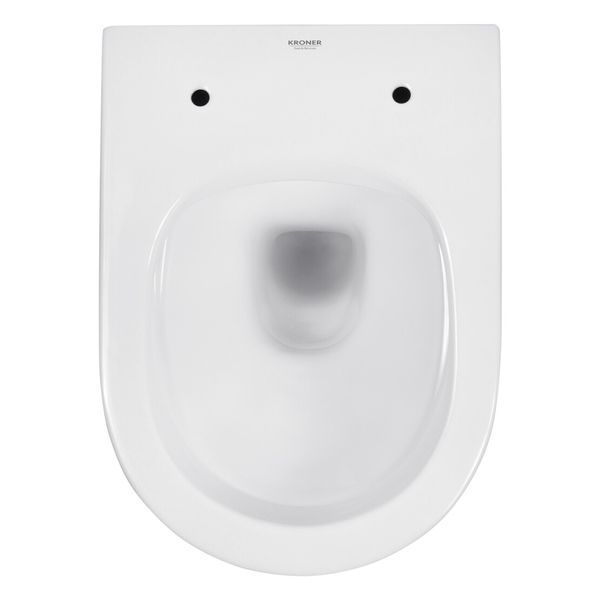 Комплект 4 в 1: Инсталляция Grohe Solido 2 в 1 38971000 + Панель смыва для унитаза Grohe Even 389662430 + Унитаз подвесной безобедочный Kroner Harz WHI483632 TORNADO с сидением Slim Duroplast /Soft (38971966243KH48T) CV036760 фото