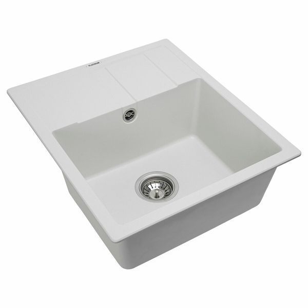 Гранітна мийка для кухні Platinum 5851 ARIA матова Білосніжна 3992 фото