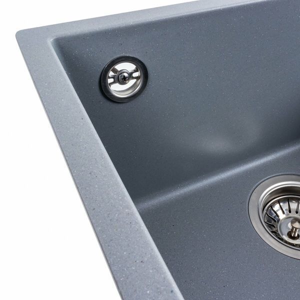 Гранитная мойка для кухни Platinum 4040 RUBA матовый серый металлик 41519 фото