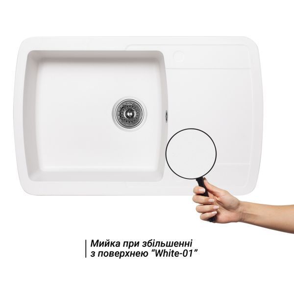 Кухонна мийка Lidz 770x490/200 WHI-01 (LIDZWHI01770490200) SD00044517 фото