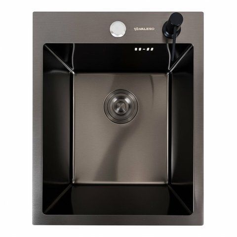 Кухонна мийка PVD чорна 40*50 Platinum Handmade (сифон круглий 3,0/1,5) 45347 фото