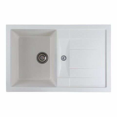 Гранитная мойка для кухни Platinum 7850 TROYA матовая Белоснежная 3224 фото
