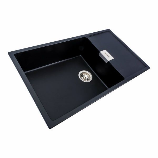 Гранитная мойка для кухни Platinum 8650 DIAMOND матовая (черная) 39829 фото