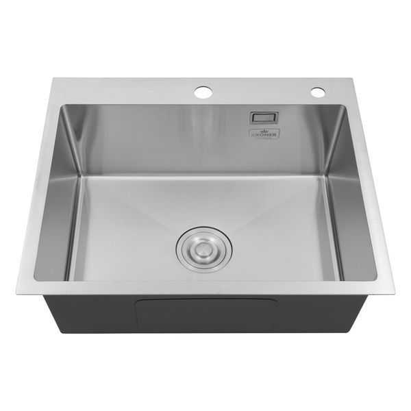 Комплект кухонної мийки Kroner KRP Geb&uuml;rstet 60х50HM BLK04 nichel SL94711 фото