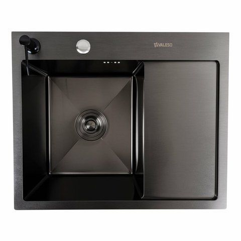 Кухонна мийка CM 58*48 L чорна PVD Platinum Handmade (круглий сифон 3,0/0,8) 45897 фото