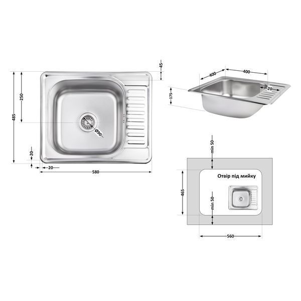 Кухонная мойка Lidz 5848 0,8 мм Micro Decor (LIDZ5848MDEC) SD00040854 фото