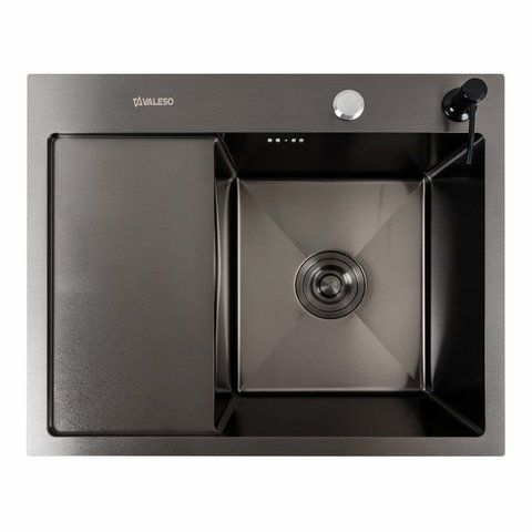 Кухонна мийка CM 58*48 R чорна PVD Platinum Handmade (круглий сифон 3,0/0,8) 45898 фото