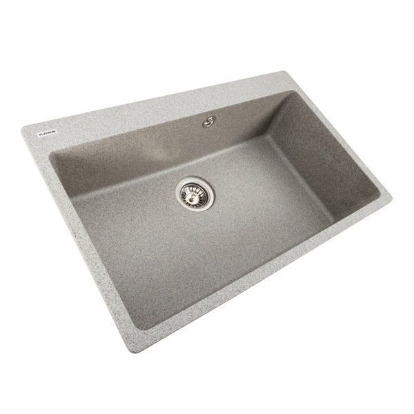 Гранітна мийка для кухні Platinum 7850 Bogema матова (сіра) 38736 фото