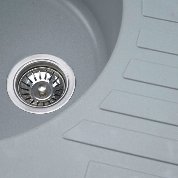 Гранитная мойка для кухни Platinum 7750 LIRA матовая Серый металлик 3371 фото
