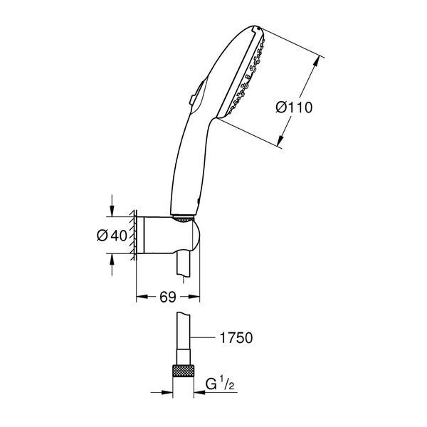 Душовий набір Grohe QuickFix Vitalio Start 110 26769001 CV034566 фото