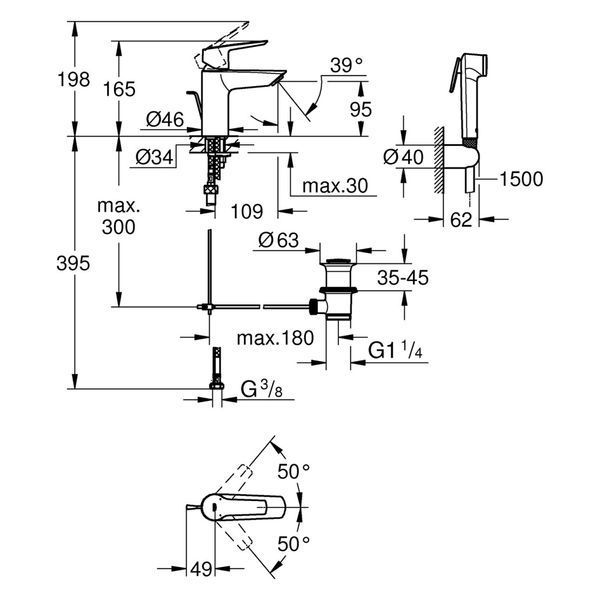 Комплект инсталляции GROHE Solido Hygienic Set 4-в-1 SL33279 фото