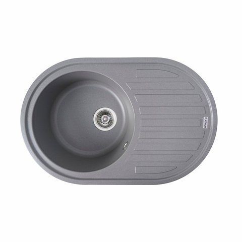Гранитная мойка для кухни Platinum 7750 LIRA матовая Серый муссон 3375 фото