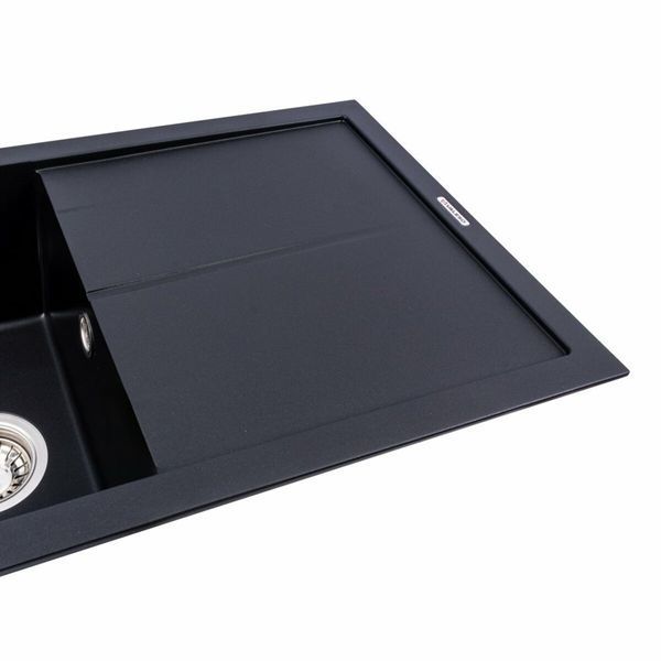 Гранитная мойка для кухни Platinum SOLID 7843 матовая Черная 48955 фото