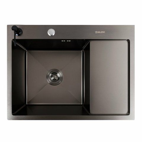 Кухонна мийка CM 65*50 L чорна PVD Platinum Handmade (круглий сифон 3,0/0,8) 45901 фото