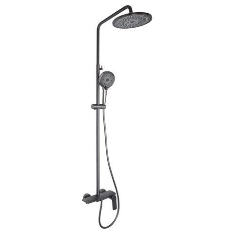 Душова система універсальна Qtap Slavonice на три споживача (з виливом) QTSLA111GMB45905 Gunmetal Black PVD SD00052029 фото
