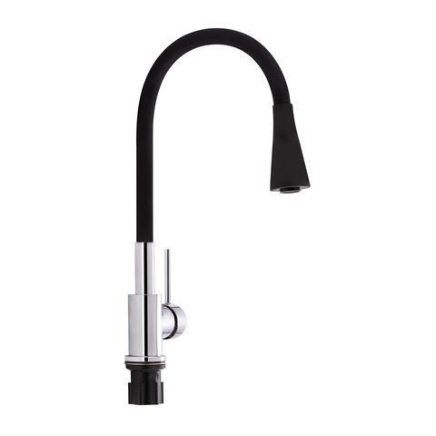Змішувач для кухні Qtap Spring з гнучким виливом QTSPRCRB007F1 Chrome/Black SD00033496 фото