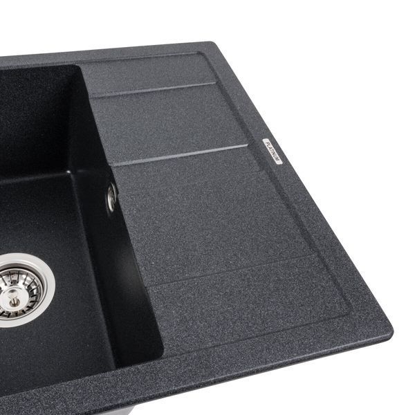 Гранітна мийка для кухні Platinum 5851 ARIA матовий Карбон 39964 фото