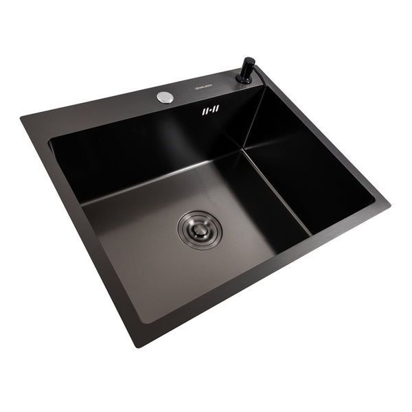 Комплект кухонної мийки Valeso 60х50HM PVD ST03 nero SL73329 фото