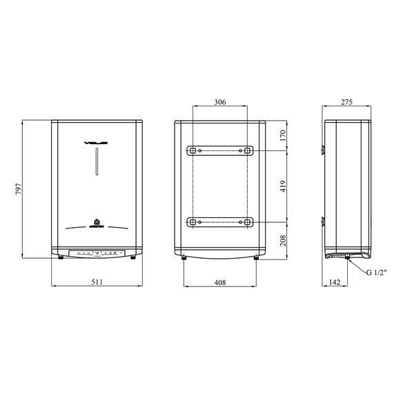 Водонагрівач Ariston VELIS PRO DRY WIFI 50 EU з сухим ТЕНом 3100908 CV034354 фото