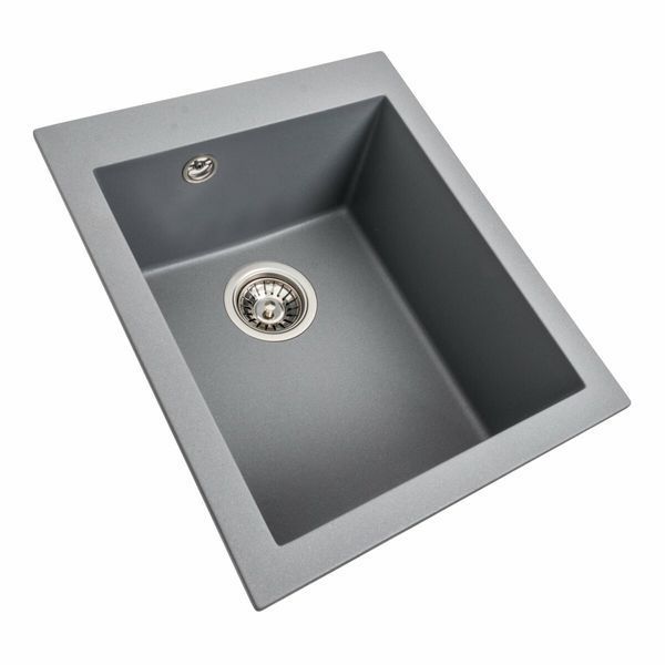 Гранітна мийка для кухні Platinum SOKIL 4150 матова Сірий металік 48671 фото